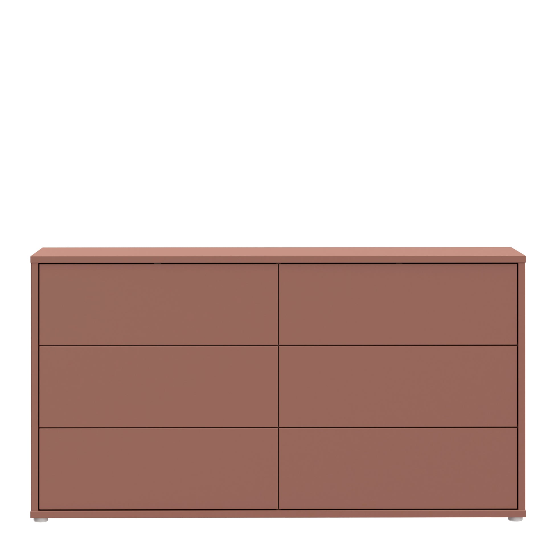 Alice Springs 6 Drawer Wide Chest with Push-to-Open Drawers in Terracotta