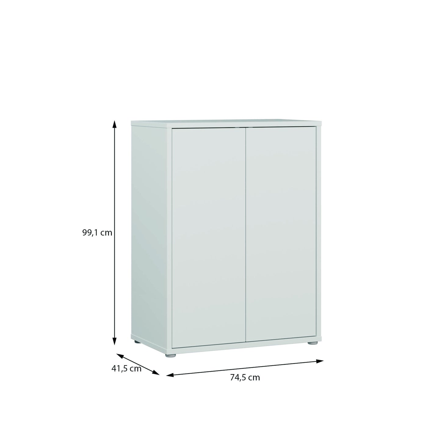 Alice Springs Tall 2 Door Cupboard with Push-to-Open Doors in Light Grey