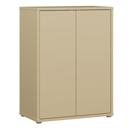 Alice Springs Tall 2 Door Cupboard with Push-to-Open Doors in Butter Yellow