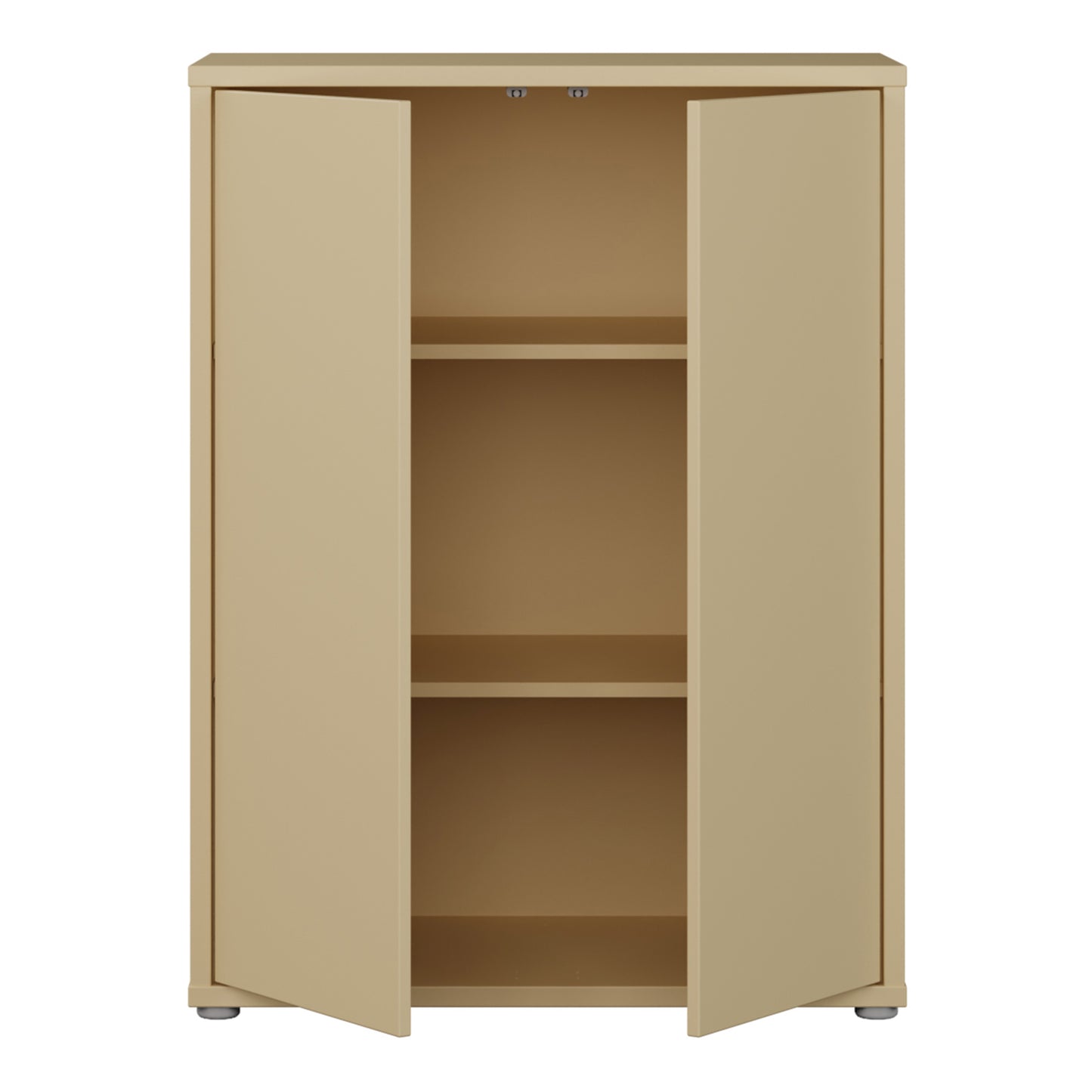 Alice Springs Tall 2 Door Cupboard with Push-to-Open Doors in Butter Yellow