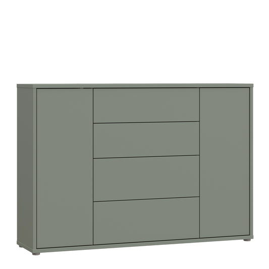 Alice Springs Wide Sideboard with 4 Drawers & 2 Doors with Push-to-Open in Sage Green