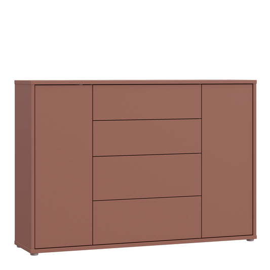Alice Springs Wide Sideboard with 4 Drawers & 2 Doors with Push-to-Open in Terracotta