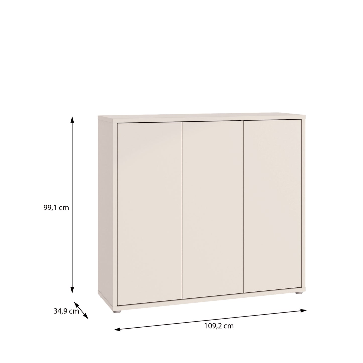 Alice Springs Shoe Cabinet with 3 Doors Push-to-Open in Sand