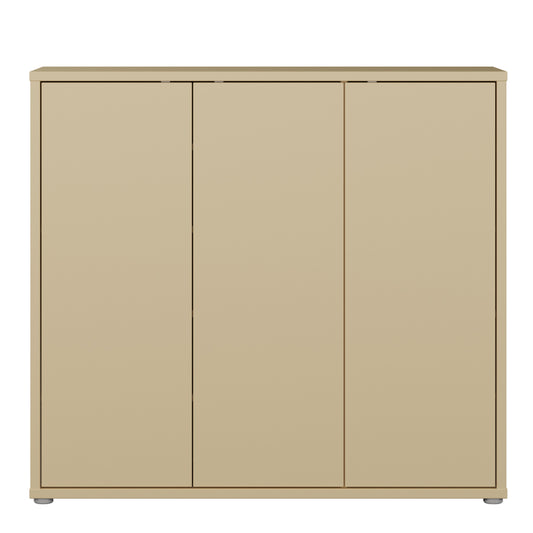 Alice Springs Shoe Cabinet with 3 Doors Push-to-Open in Butter Yellow