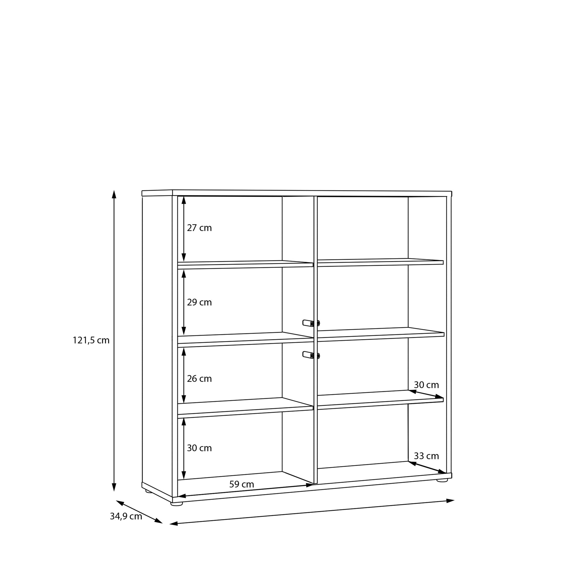 Alice Springs 4 Door Large Storage Cabinet with Push-to-Open Doors in Elegancia Oak