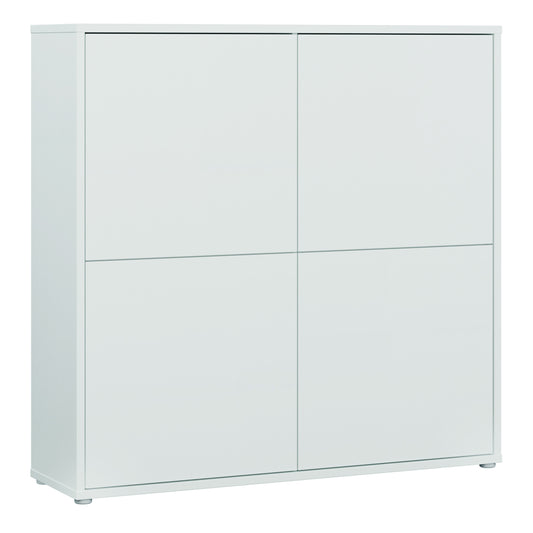 Alice Springs 4 Door Large Storage Cabinet with Push-to-Open Doors in Light Grey