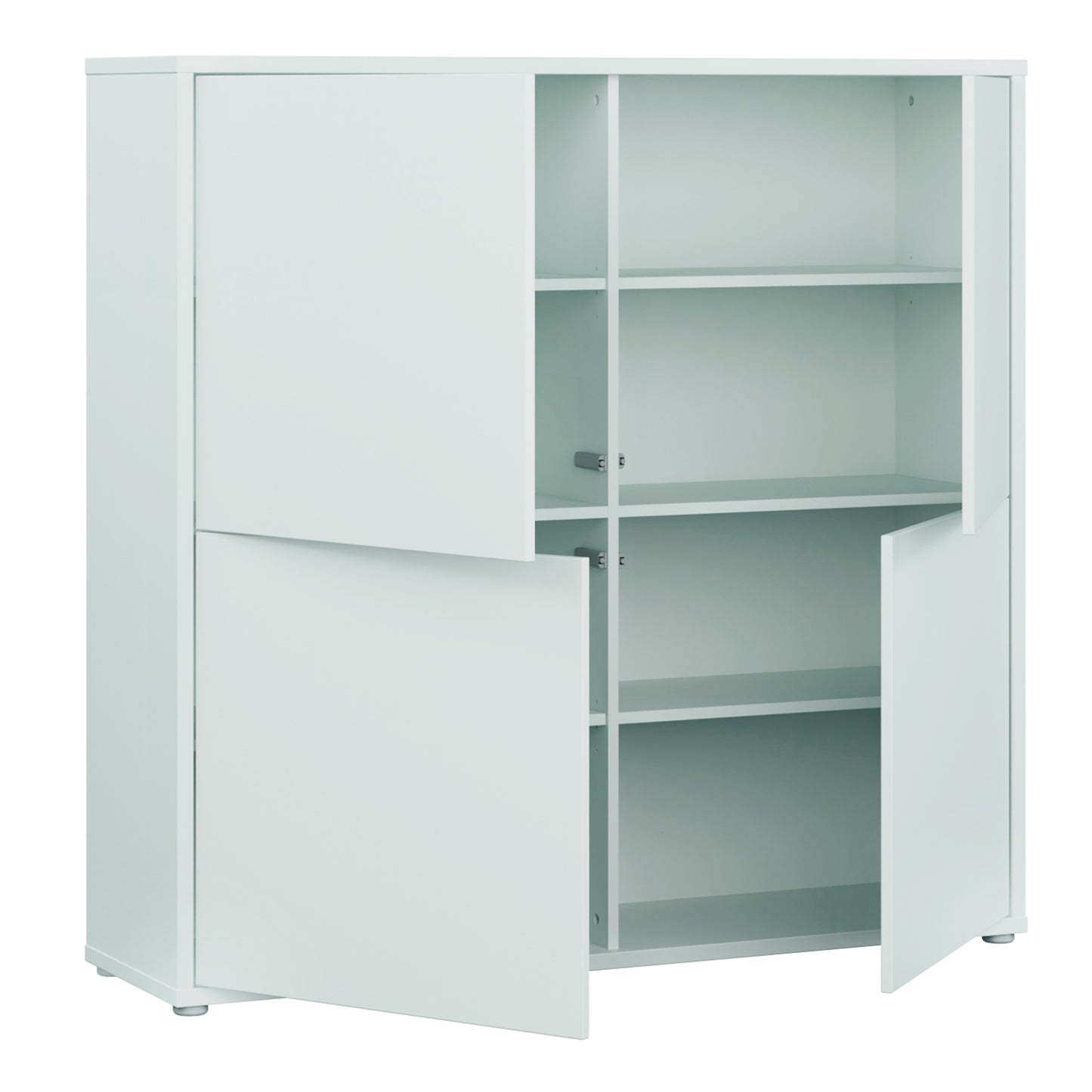 Alice Springs 4 Door Large Storage Cabinet with Push-to-Open Doors in Light Grey