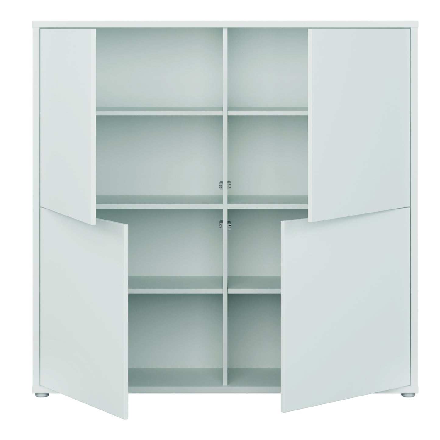 Alice Springs 4 Door Large Storage Cabinet with Push-to-Open Doors in Light Grey