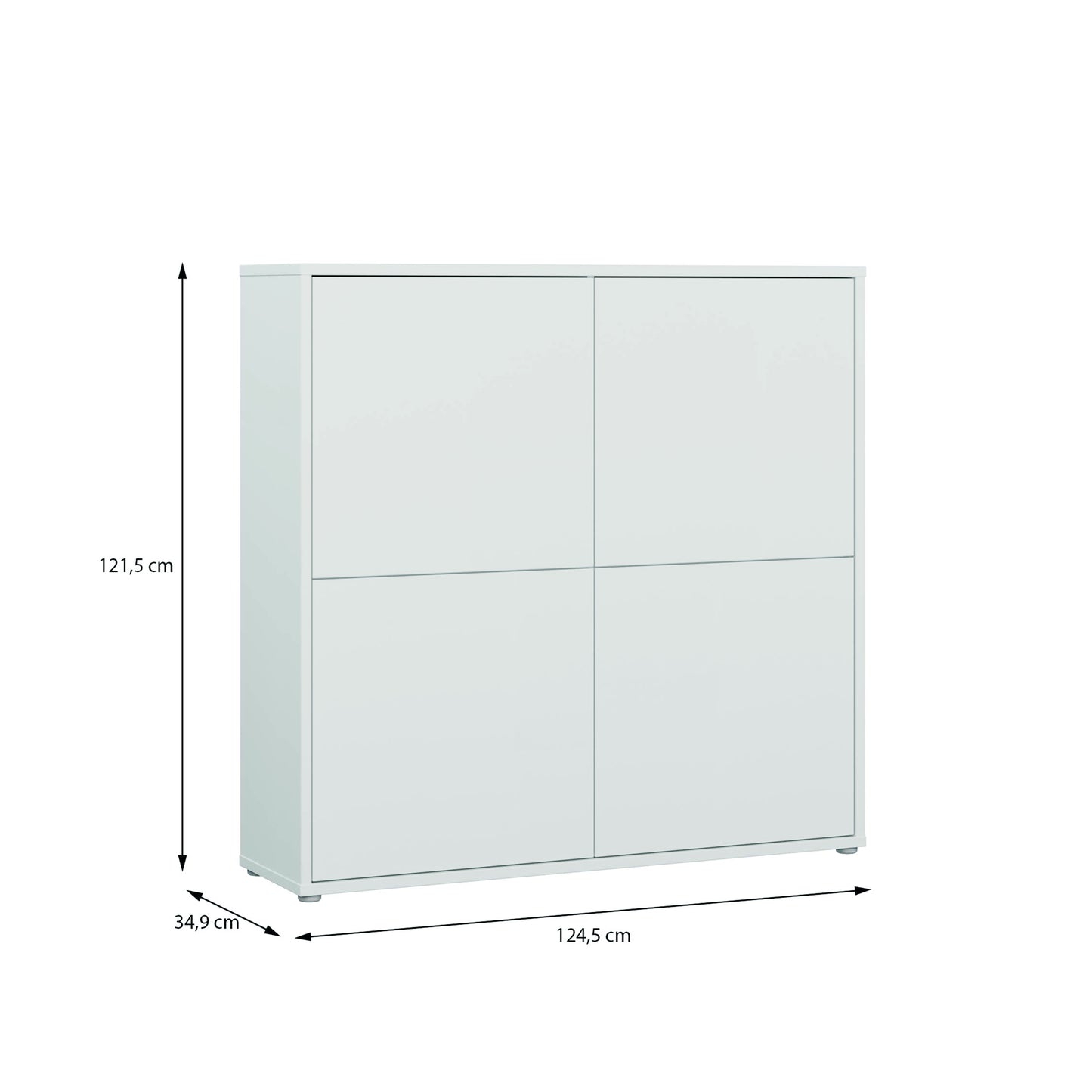 Alice Springs 4 Door Large Storage Cabinet with Push-to-Open Doors in Light Grey