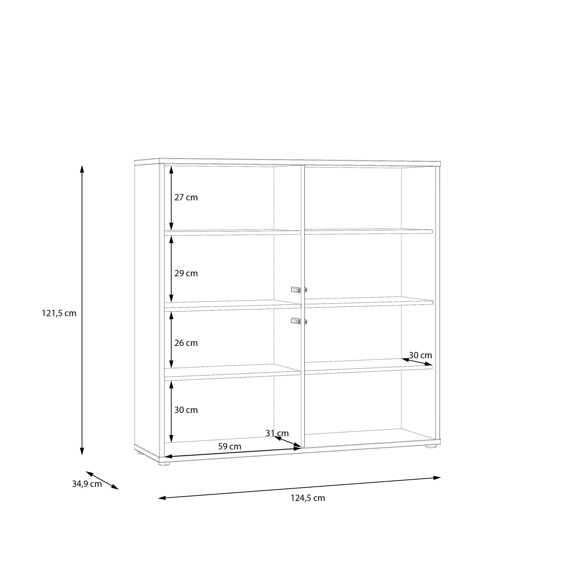 Alice Springs 4 Door Large Storage Cabinet with Push-to-Open Doors in Sand