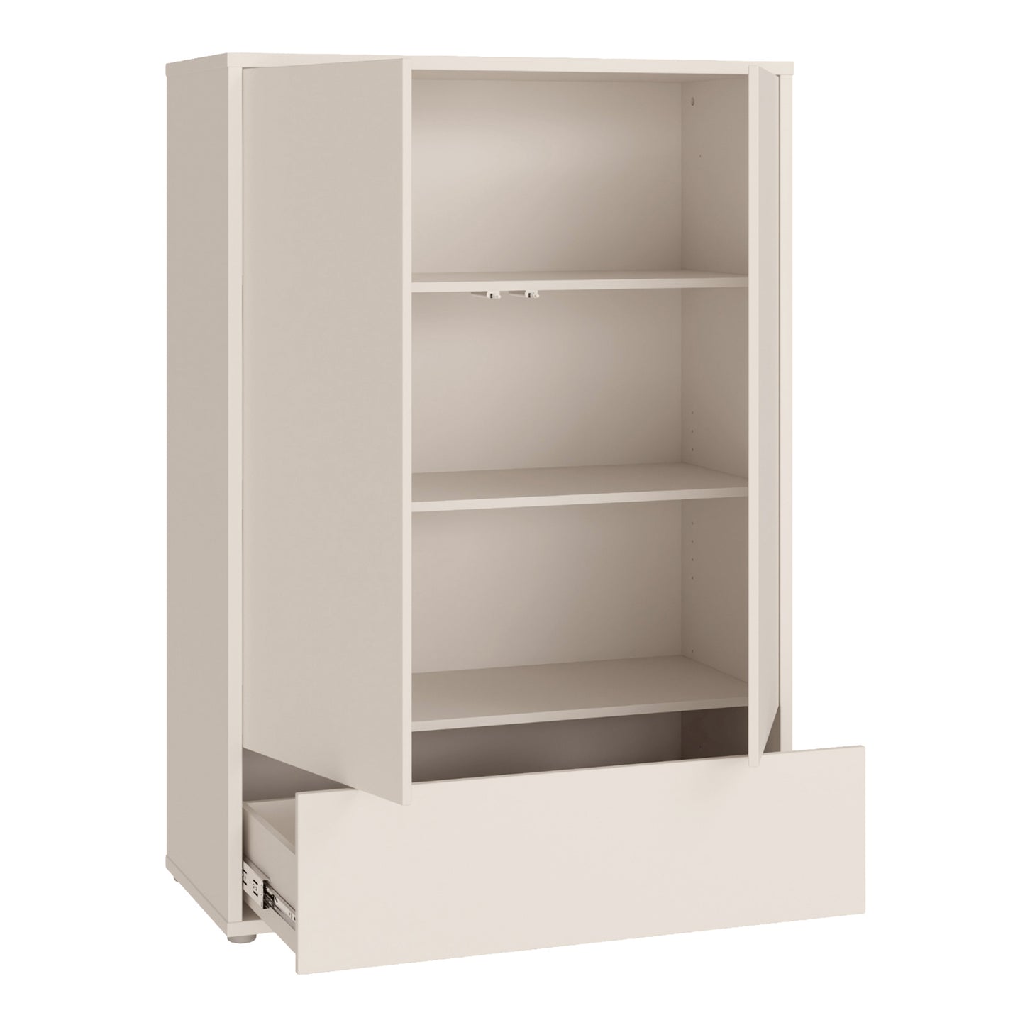 Alice Springs 2 Door Low Wardrobe with Push-to-Open Doors and Drawer in Sand