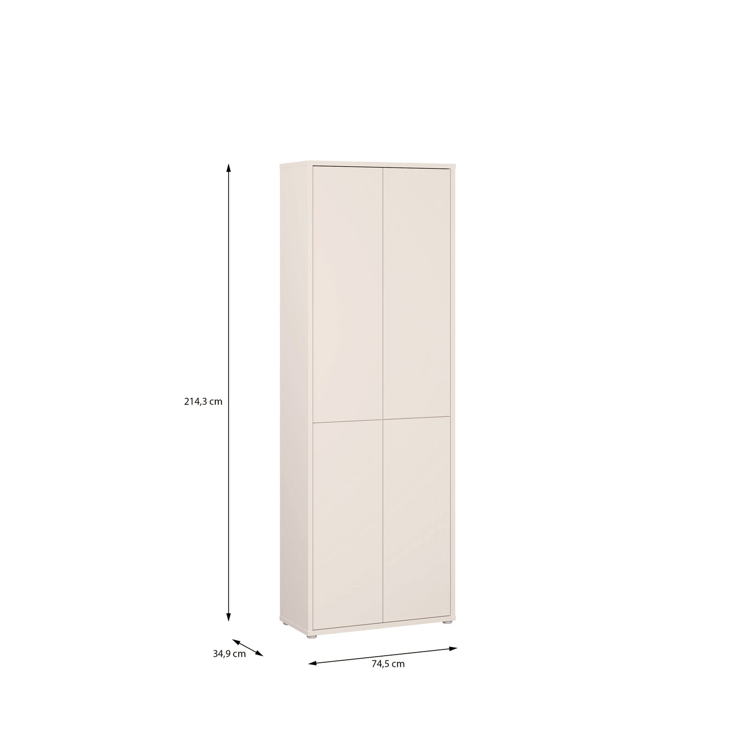 Alice Springs 4 Door Tall Storage Cabinet with Push-to-Open Doors in Sand