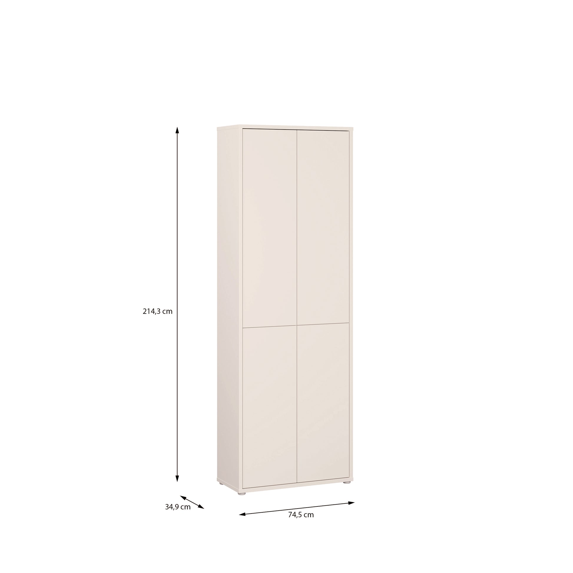 Alice Springs 4 Door Tall Storage Cabinet with Push-to-Open Doors in Sand