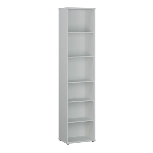Alice Springs Tall Narrow Bookcase with 5 Shelves in Light Grey