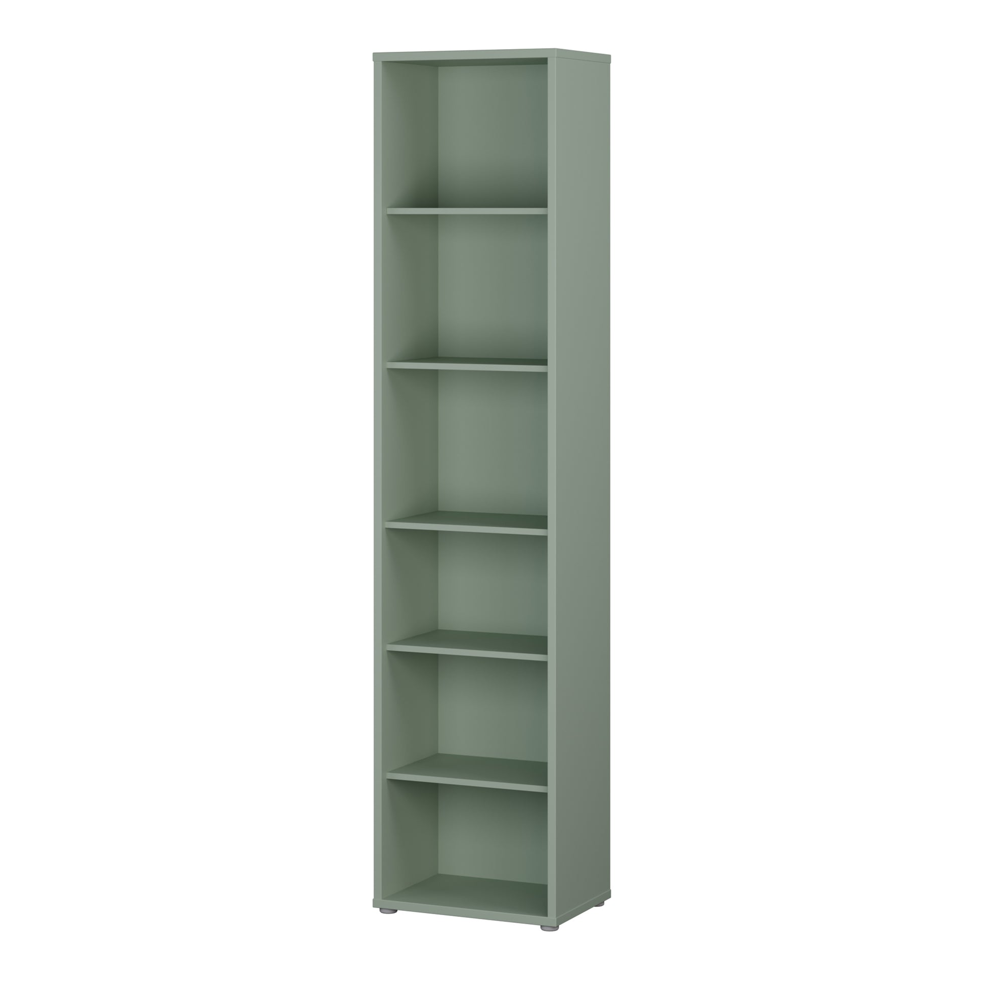 Alice Springs Tall Narrow Bookcase with 5 Shelves in Sage Green