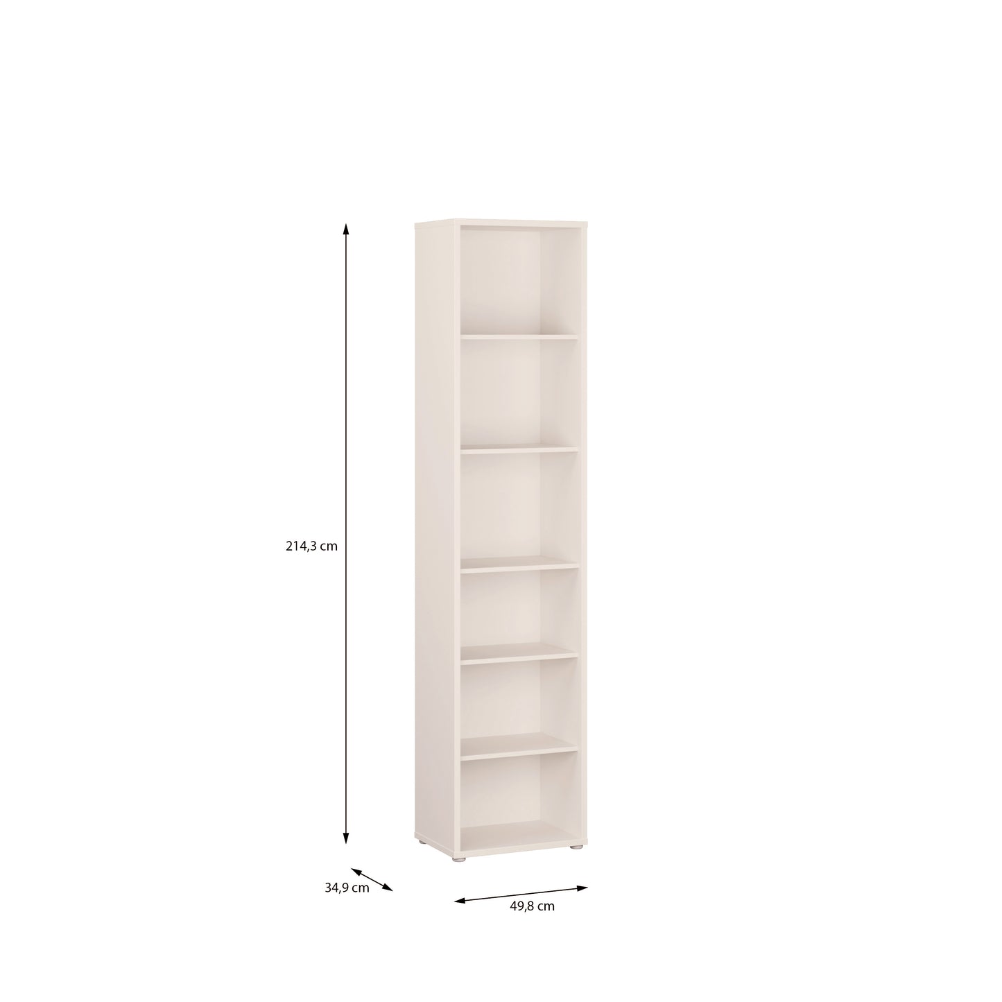 Alice Springs Tall Narrow Bookcase with 5 Shelves in Soft Neutral