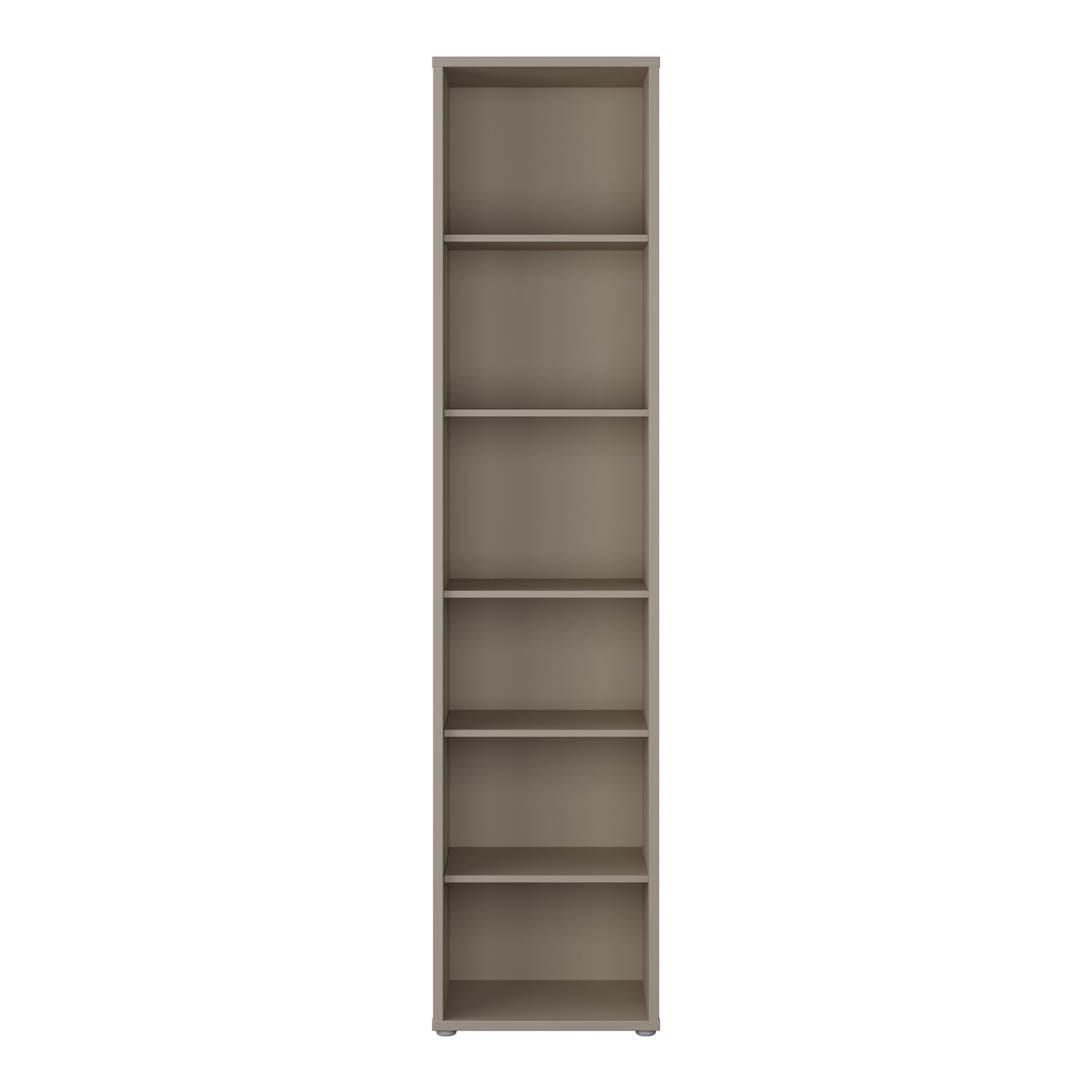 Alice Springs Tall Narrow Bookcase with 5 Shelves in Taupe