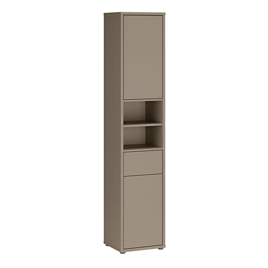 Alice Springs Tall Narrow Bathroom Storage Cabinet with 2 Doors Push-to-Open & 1 Drawer Push-to-Open in Taupe