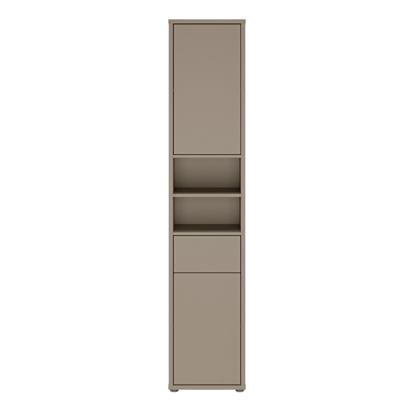 Alice Springs Tall Narrow Bathroom Storage Cabinet with 2 Doors Push-to-Open & 1 Drawer Push-to-Open in Taupe