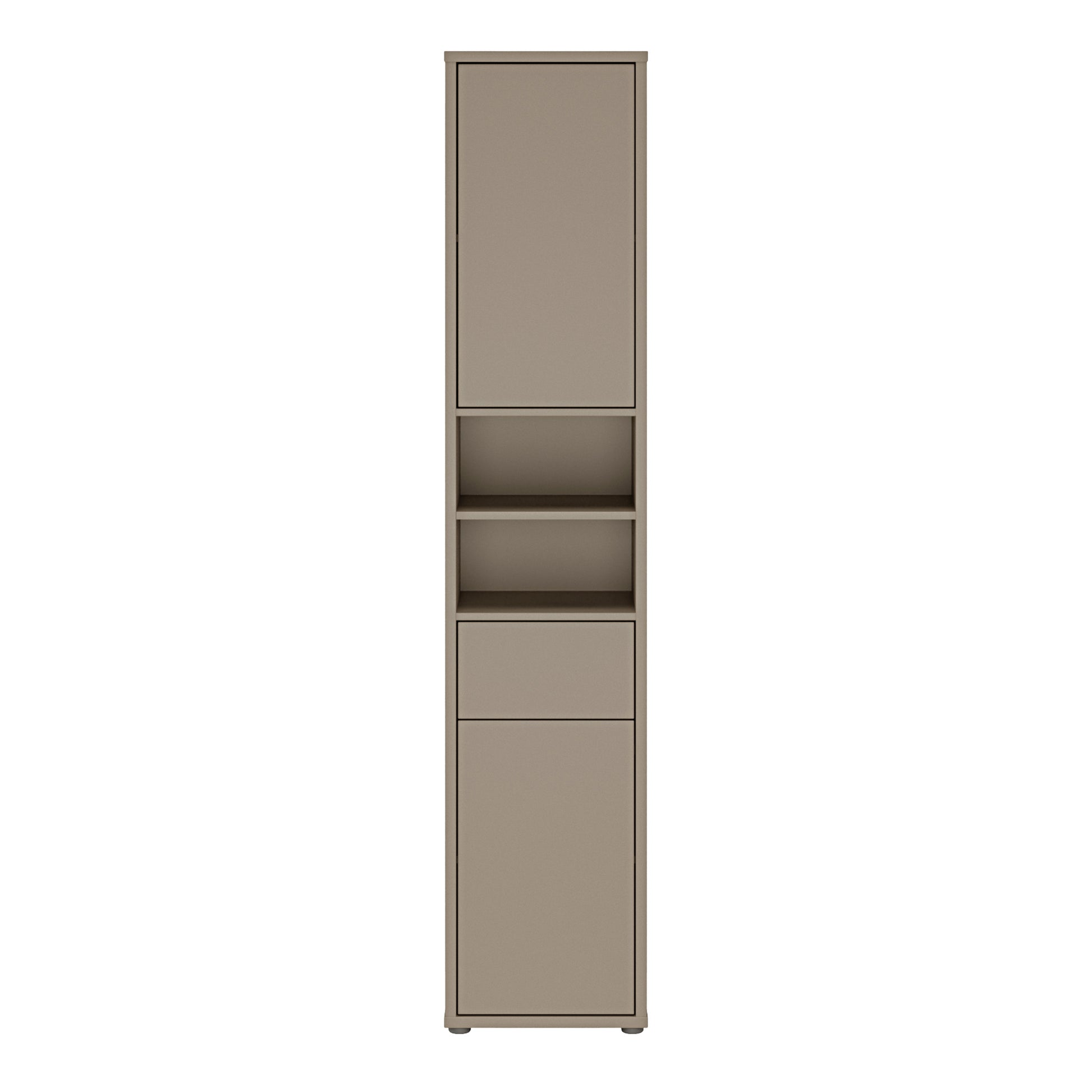 Alice Springs Tall Narrow Bathroom Storage Cabinet with 2 Doors Push-to-Open & 1 Drawer Push-to-Open in Taupe