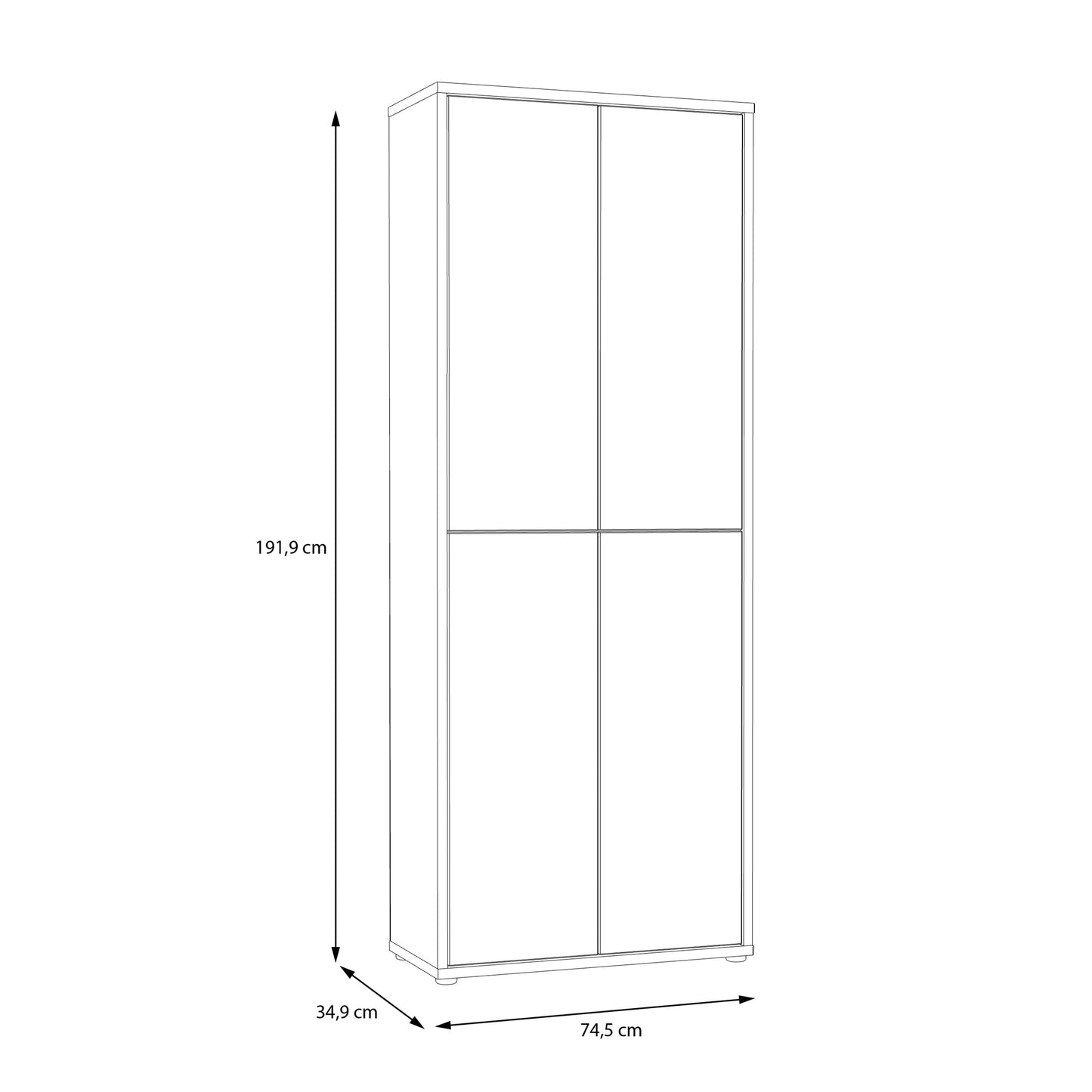Alice Springs Shoe Cabinet with 4 Doors Push-to-Open in Artisan Oak