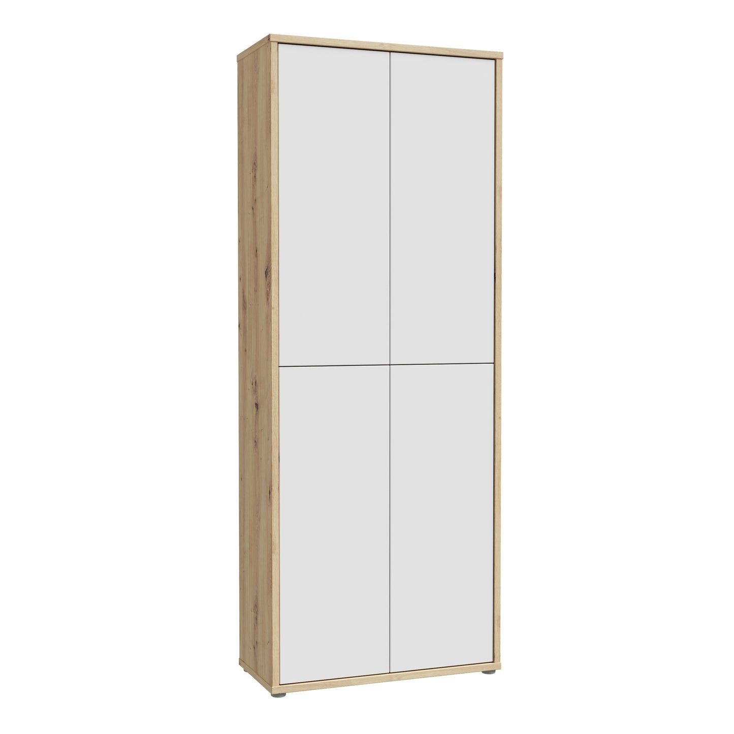 Alice Springs Shoe Cabinet with 4 Doors Push-to-Open in Artisan Oak and Light Grey Doors
