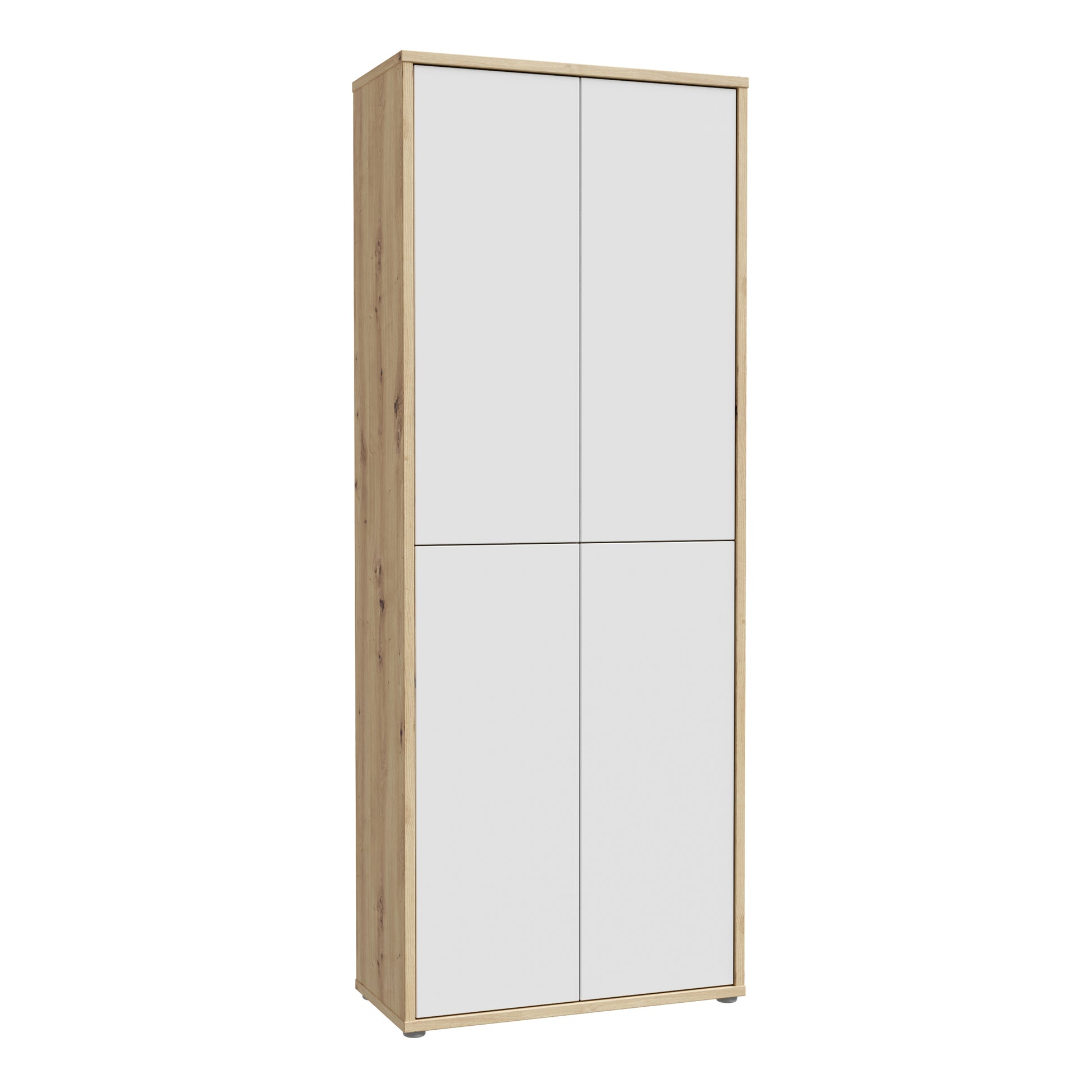 Alice Springs Shoe Cabinet with 4 Doors Push-to-Open in Artisan Oak and Light Grey Doors