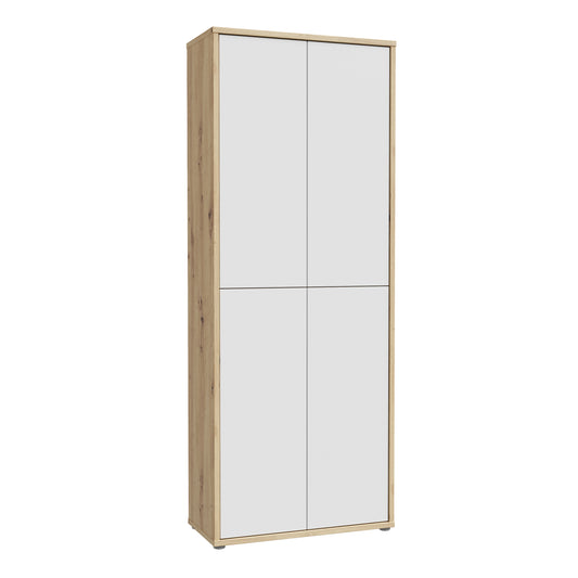 Alice Springs Shoe Cabinet with 4 Doors Push-to-Open in Artisan Oak and Light Grey Doors