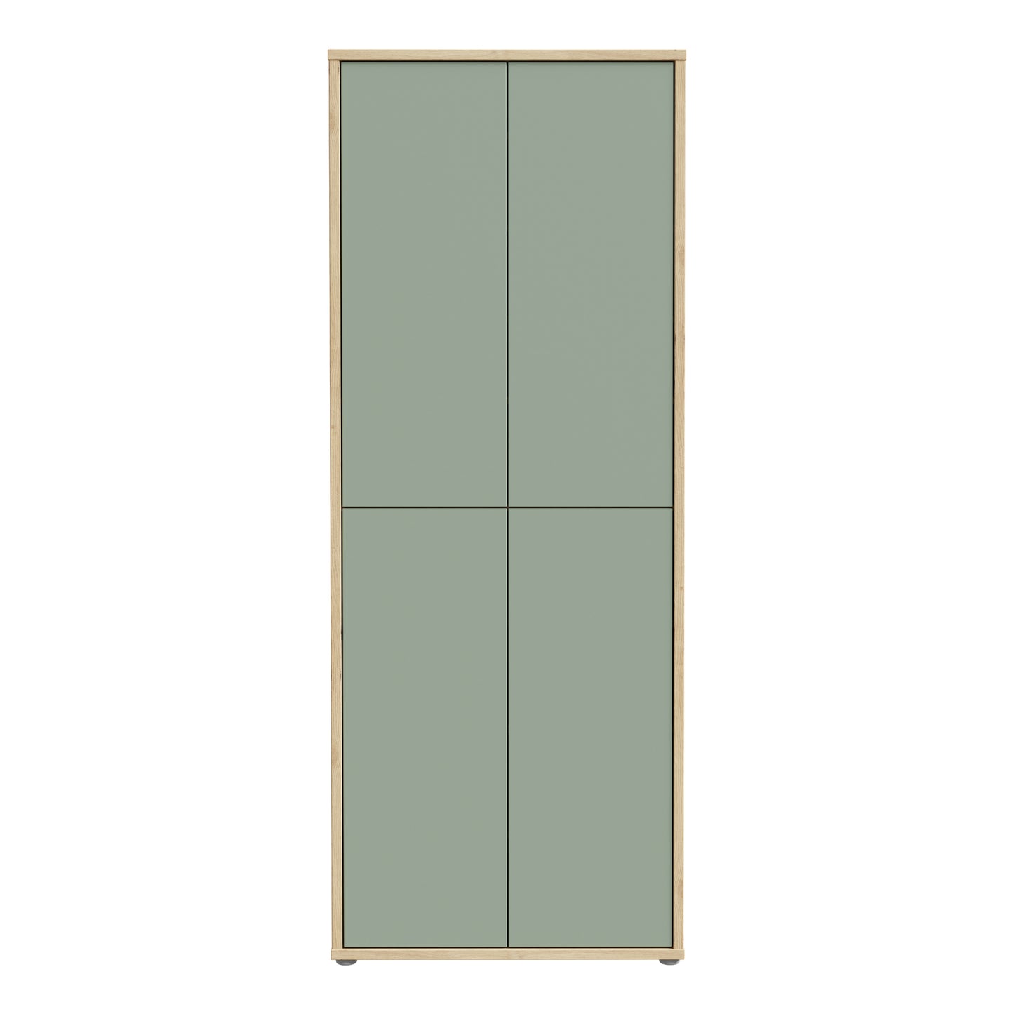 Alice Springs Shoe Cabinet with 4 Doors Push-to-Open in Artisan Oak and Sage Green Doors