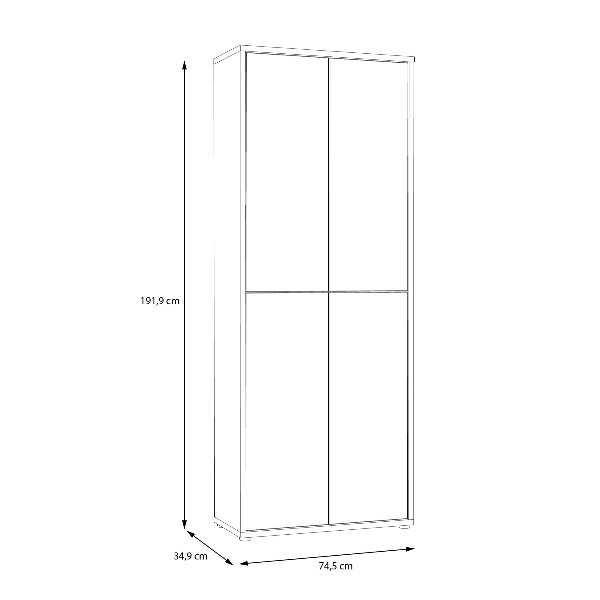 Alice Springs Shoe Cabinet with 4 Doors Push-to-Open in Artisan Oak and Sage Green Doors