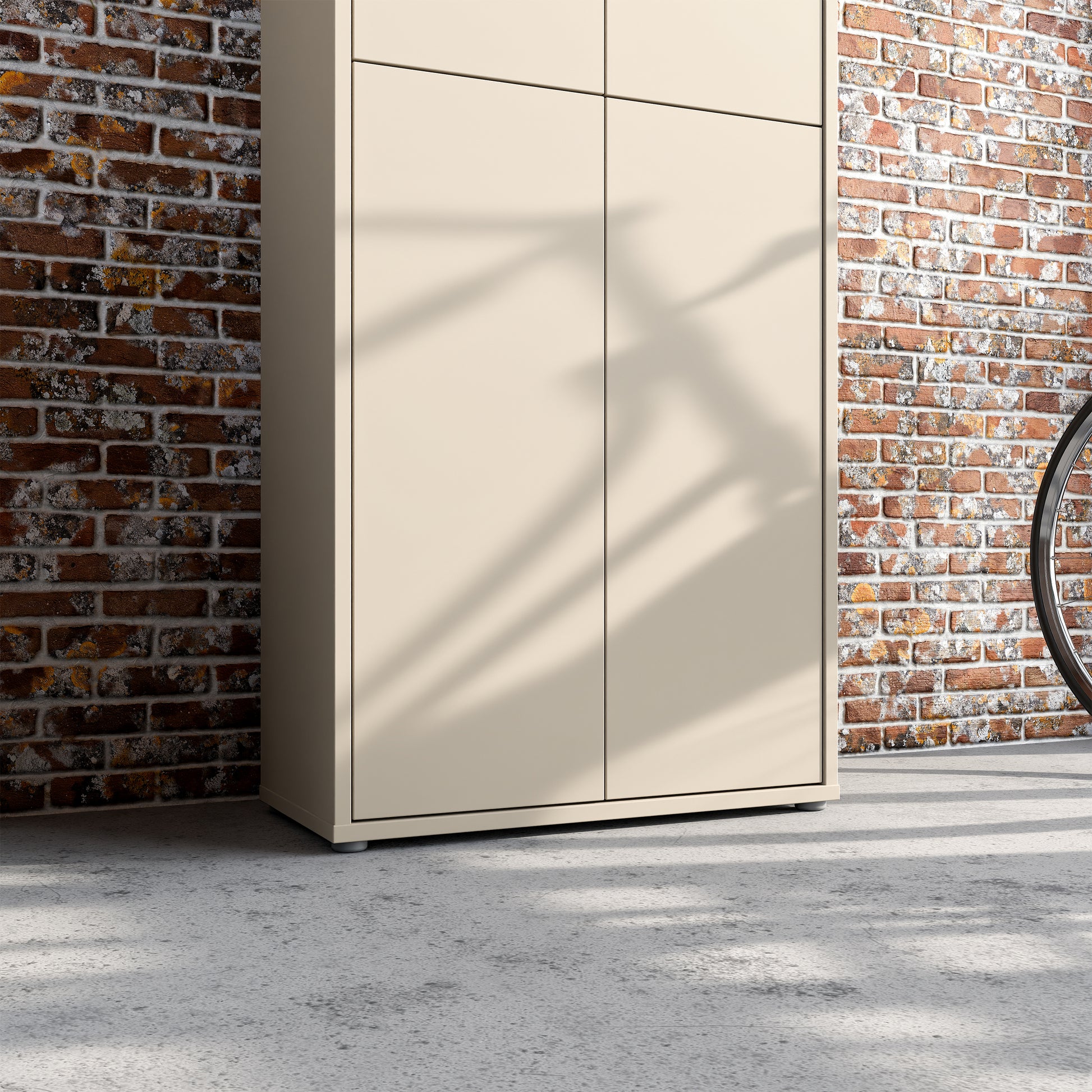 Alice Springs Tall Shoe Cabinet with 4 Doors Push-to-Open in Sand