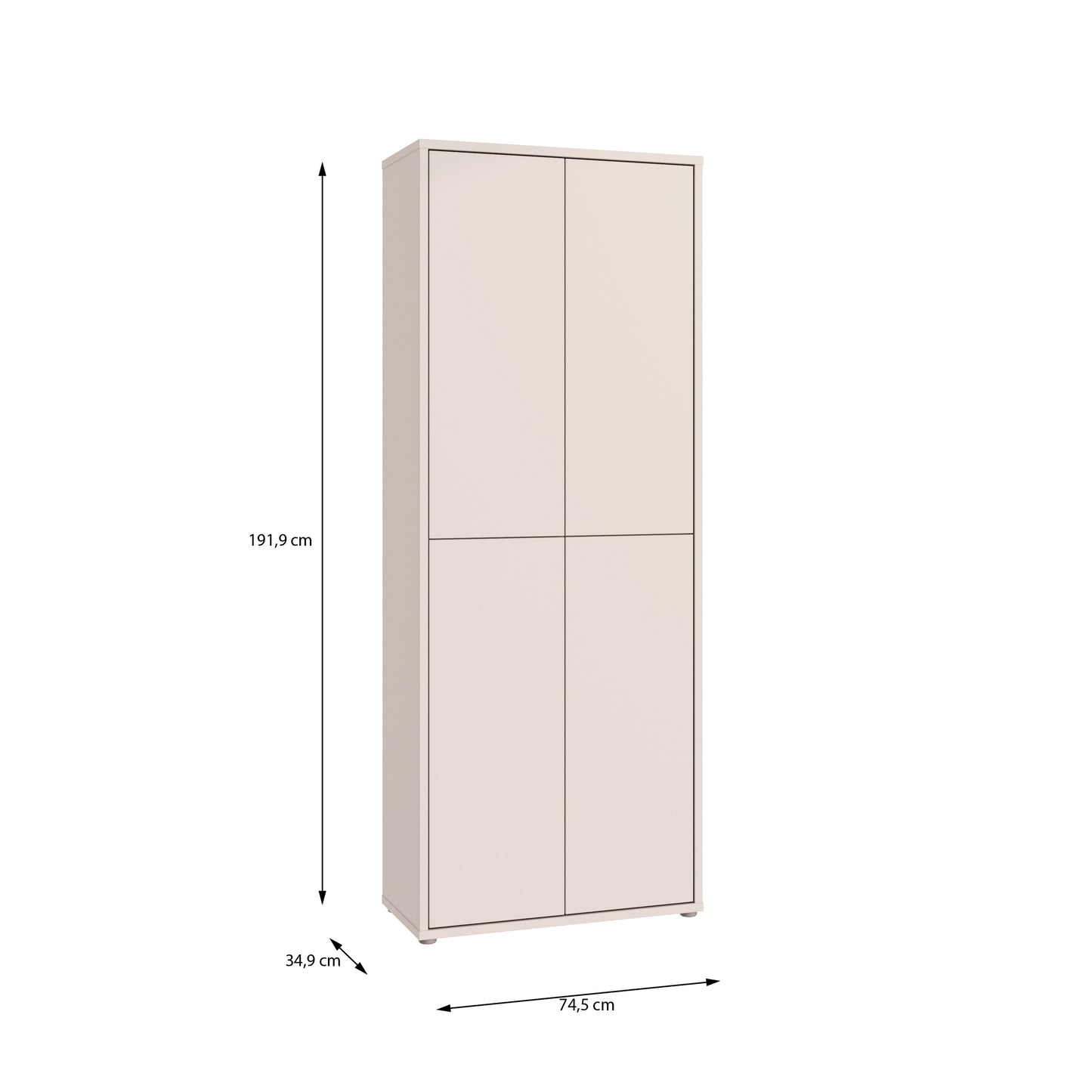 Alice Springs Tall Shoe Cabinet with 4 Doors Push-to-Open in Sand