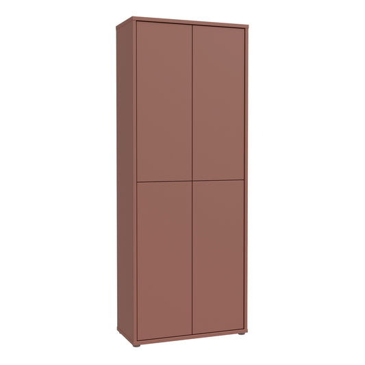 Alice Springs Tall Shoe Cabinet with 4 Doors Push-to-Open in Terracotta