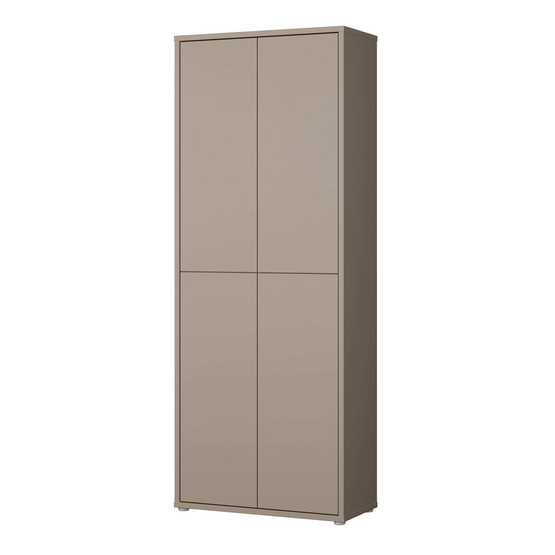 Alice Springs Tall Shoe Cabinet with 4 Doors Push-to-Open in Taupe