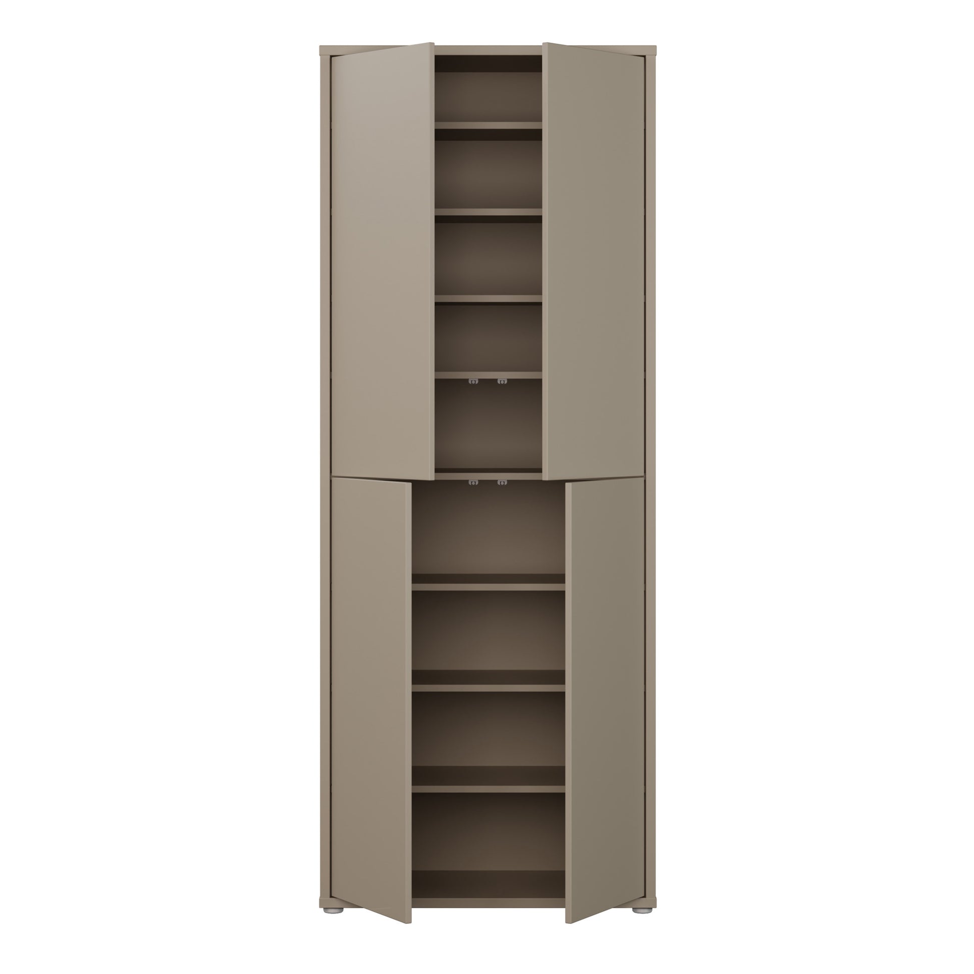 Alice Springs Tall Shoe Cabinet with 4 Doors Push-to-Open in Taupe