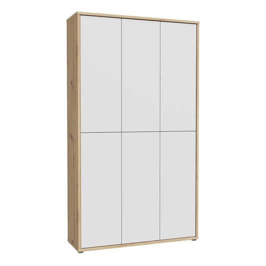 Alice Springs Shoe cabinet with 6 Doors Push-to-Open in Artisan Oak and Light Grey Doors