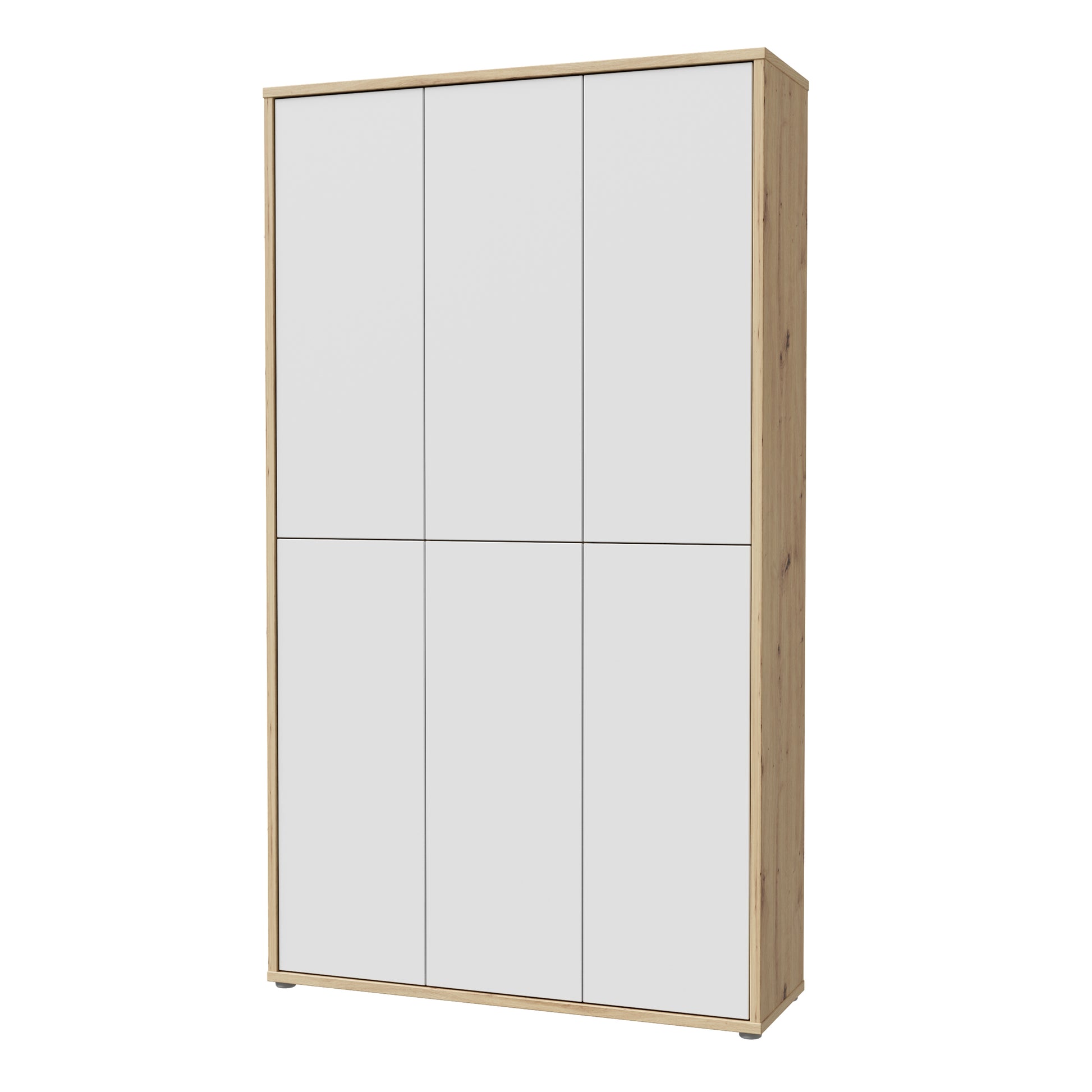 Alice Springs Shoe cabinet with 6 Doors Push-to-Open in Artisan Oak and Light Grey Doors