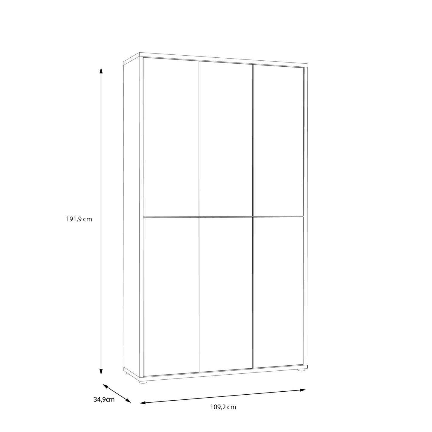 Alice Springs Shoe cabinet with 6 Doors Push-to-Open in Artisan Oak and Light Grey Doors