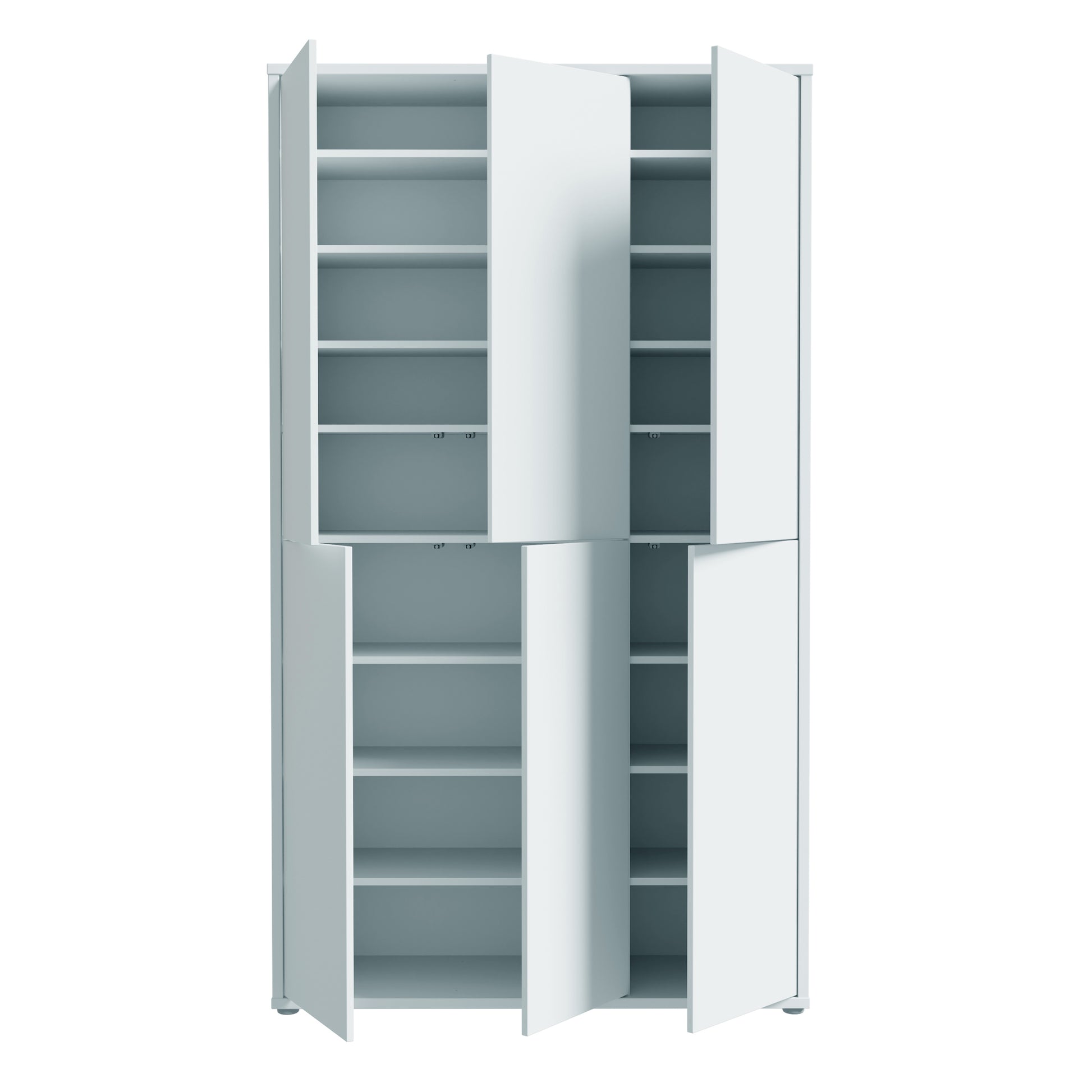 Alice Springs Tall Shoe Cabinet with 6 Doors Push-to-Open in Light Grey