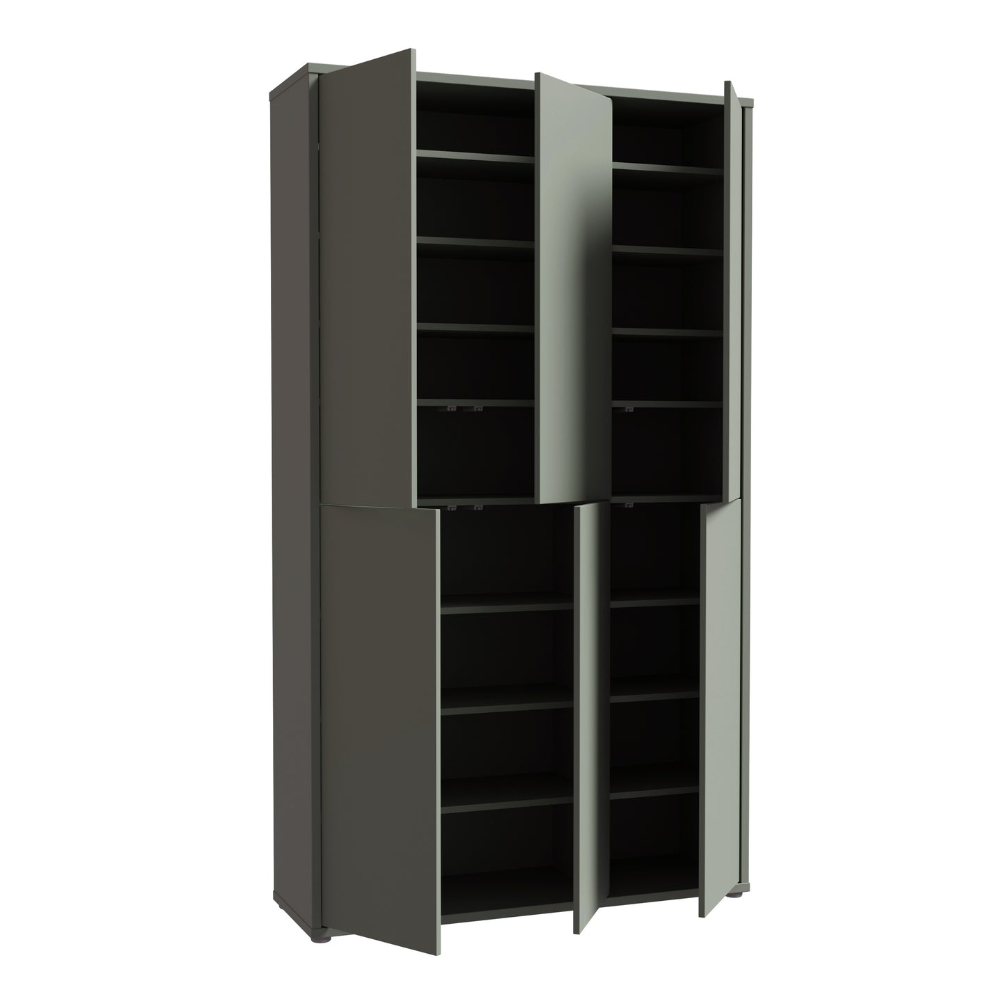 Alice Springs Tall Shoe Cabinet with 6 Doors Push-to-Open in Sage Green