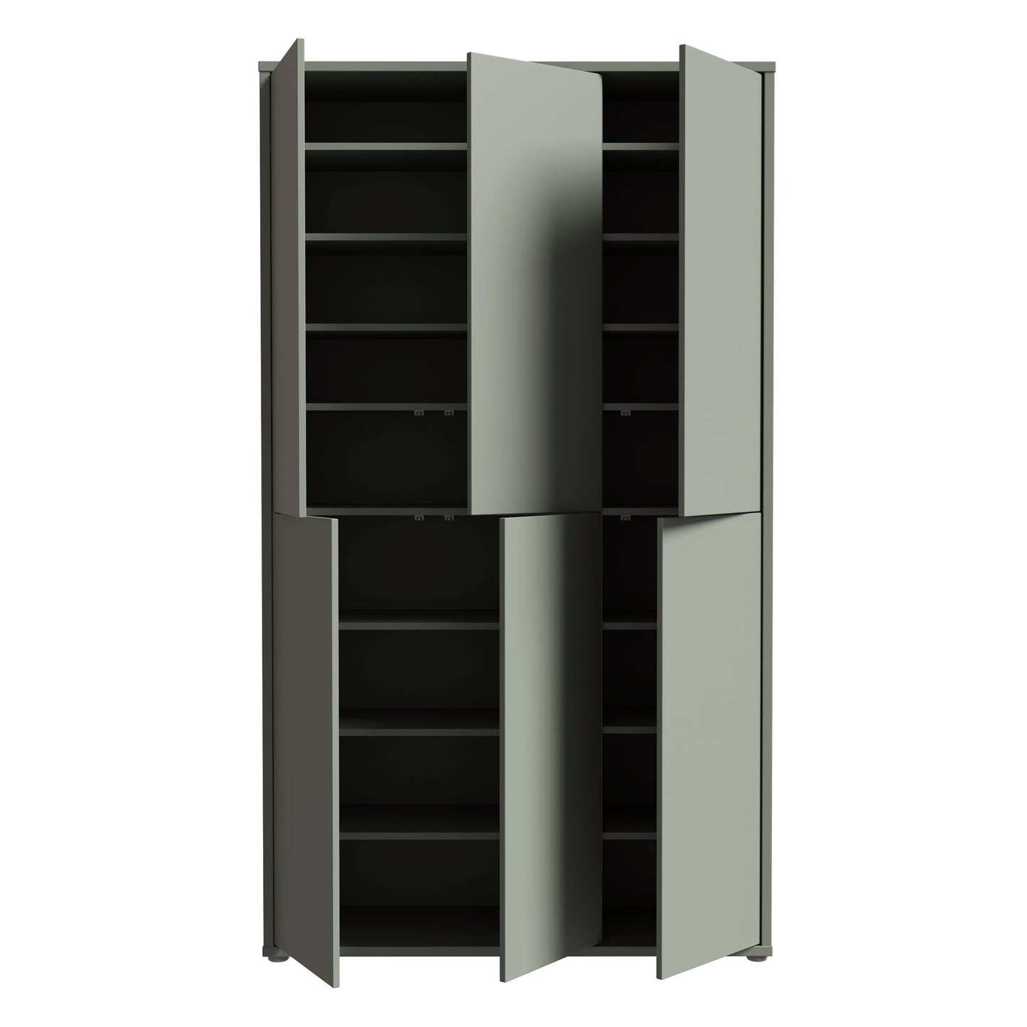 Alice Springs Tall Shoe Cabinet with 6 Doors Push-to-Open in Sage Green