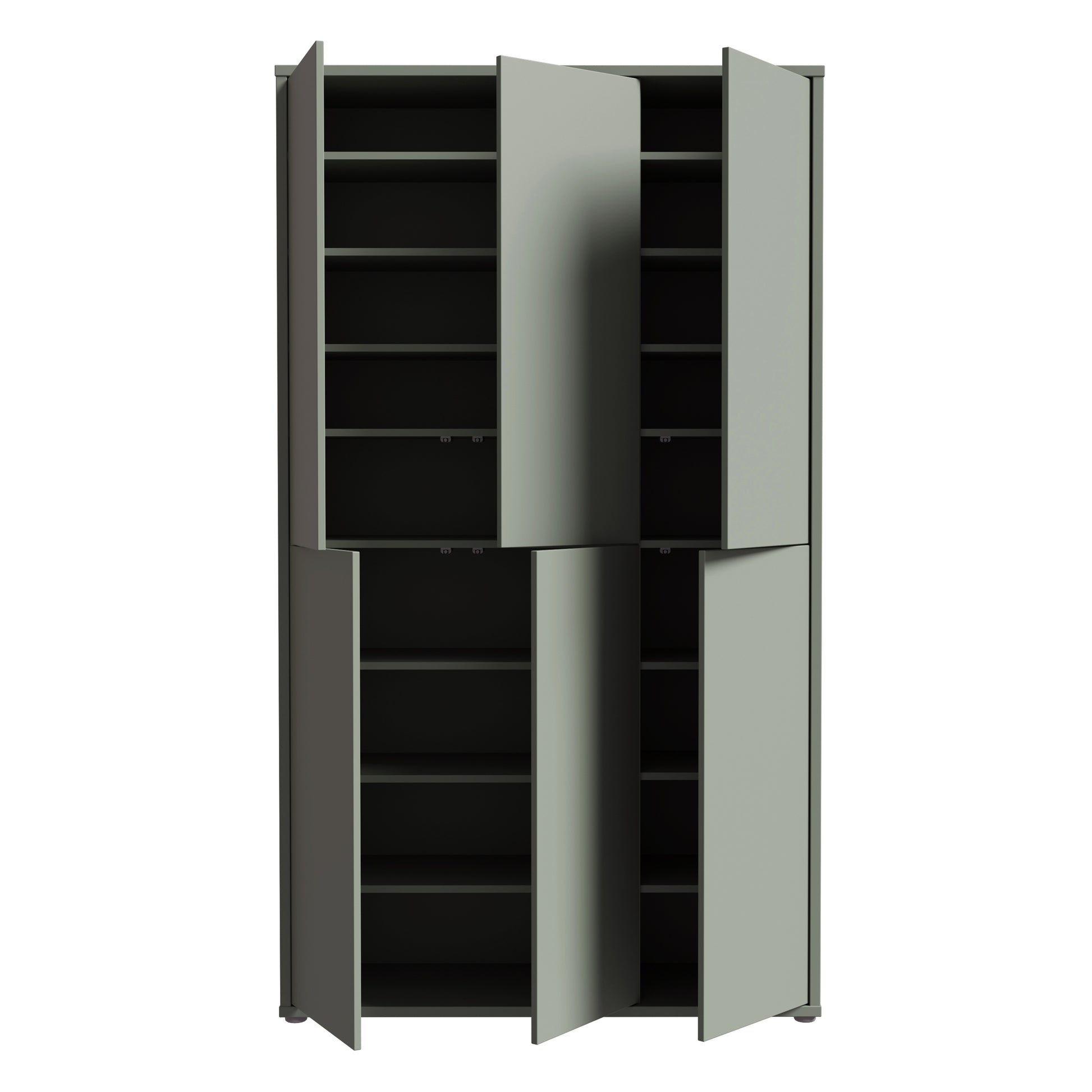 Alice Springs Tall Shoe Cabinet with 6 Doors Push-to-Open in Sage Green