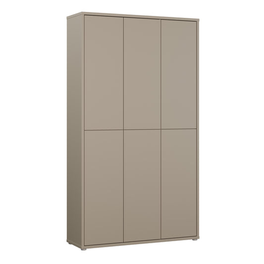 Alice Springs Tall Shoe Cabinet with 6 Doors Push-to-Open in Taupe