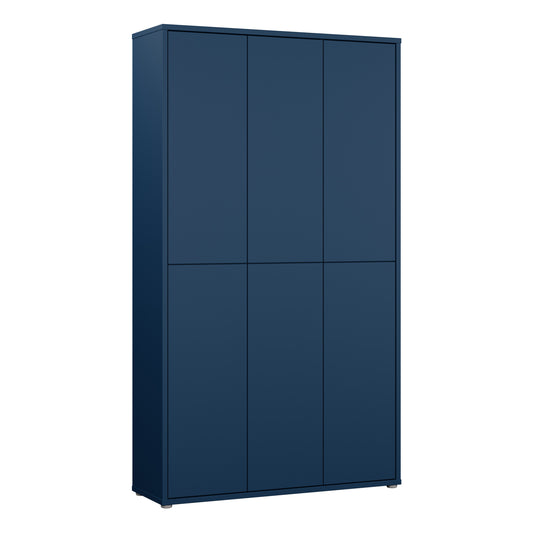 Alice Springs Tall Shoe Cabinet with 6 Doors Push-to-Open in Night Blue