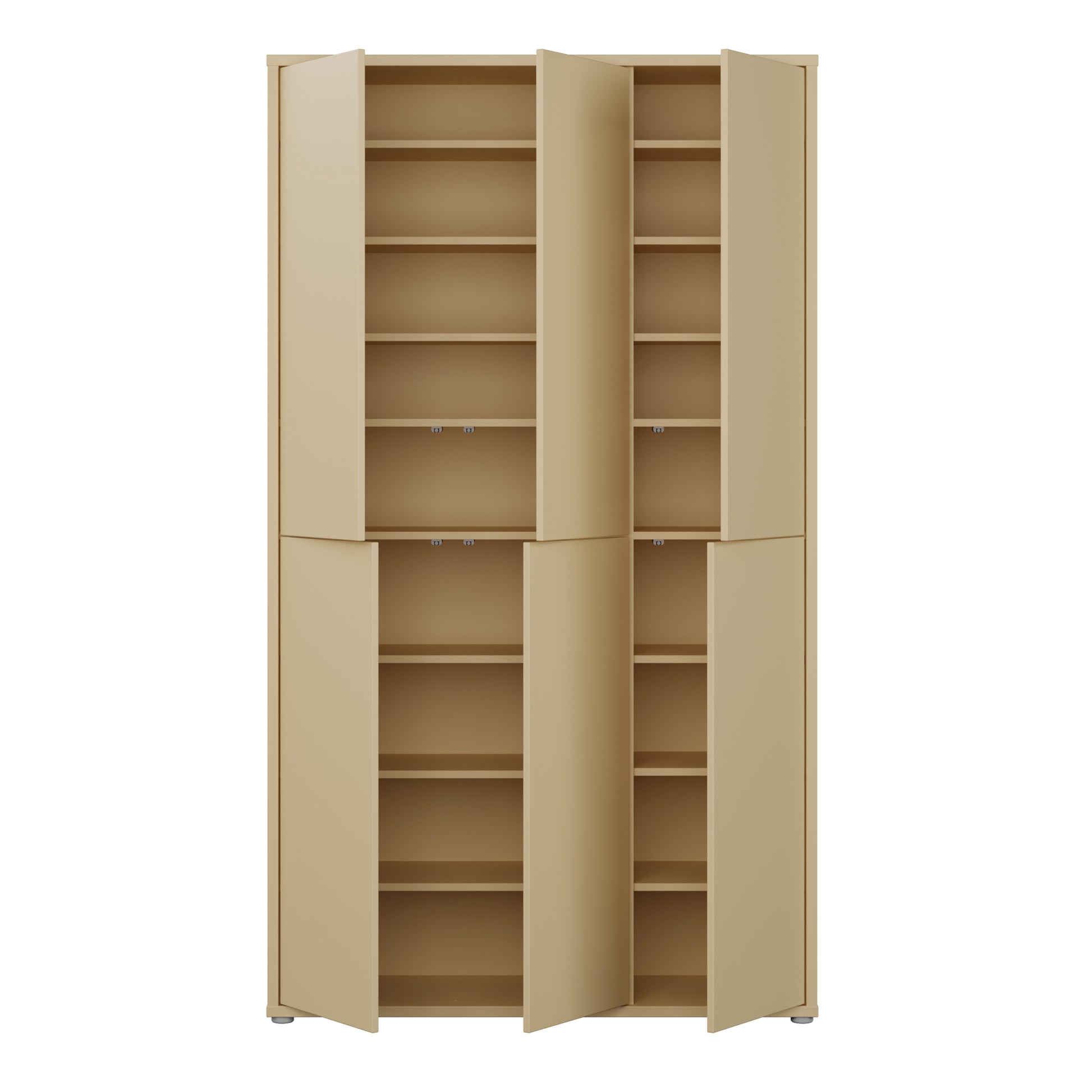 Alice Springs Tall Shoe Cabinet with 6 Doors Push-to-Open in Butter Yellow