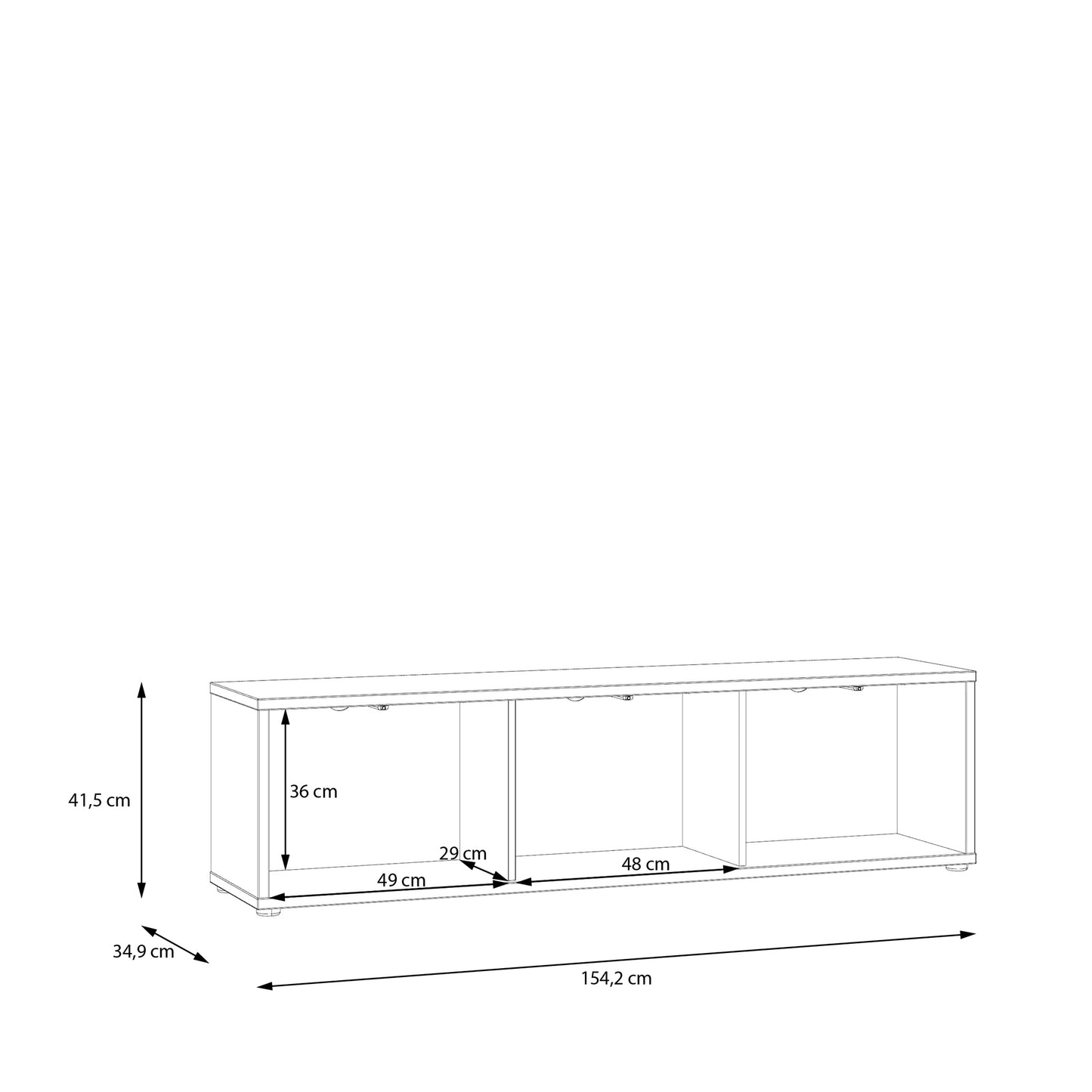 Alice Springs Wide TV Cabinet with 3 Doors Push-to-Open in Light Grey