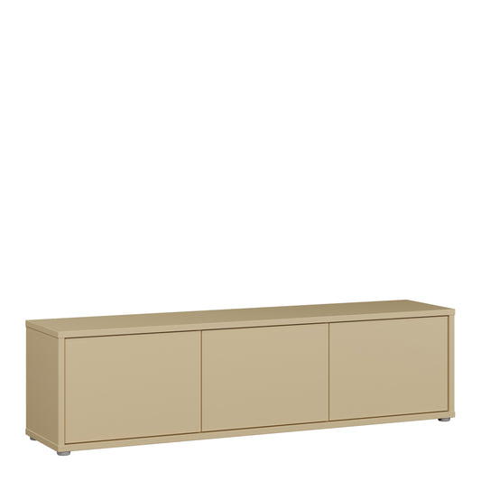 Alice Springs Wide TV Cabinet with 3 Doors Push-to-Open in Butter Yellow