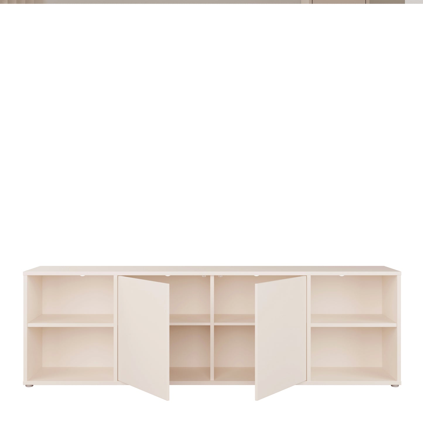 Alice Springs Wide TV Cabinet with 2 Doors Push-to-Open & 2 Open Shelves in Sand
