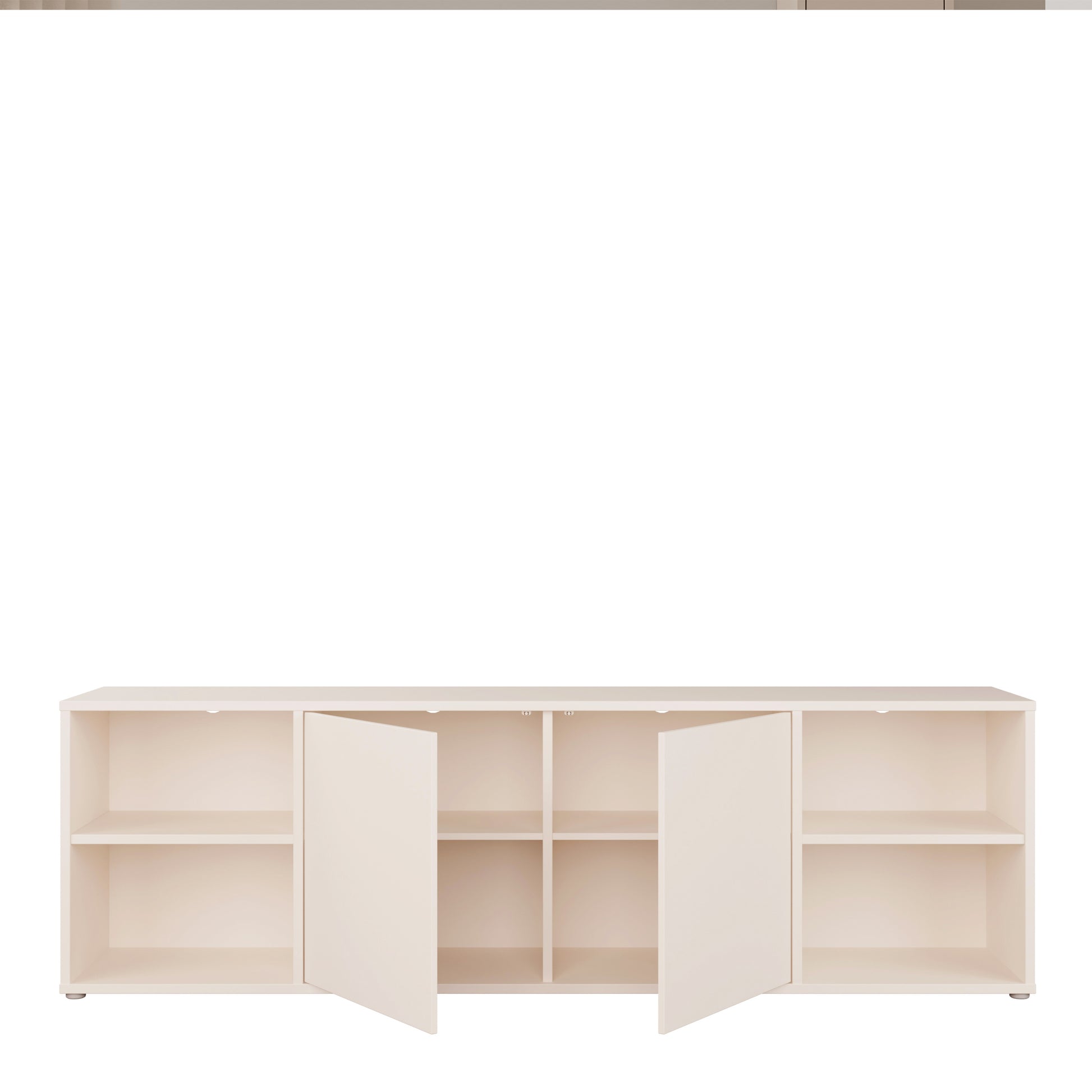 Alice Springs Wide TV Cabinet with 2 Doors Push-to-Open & 2 Open Shelves in Sand