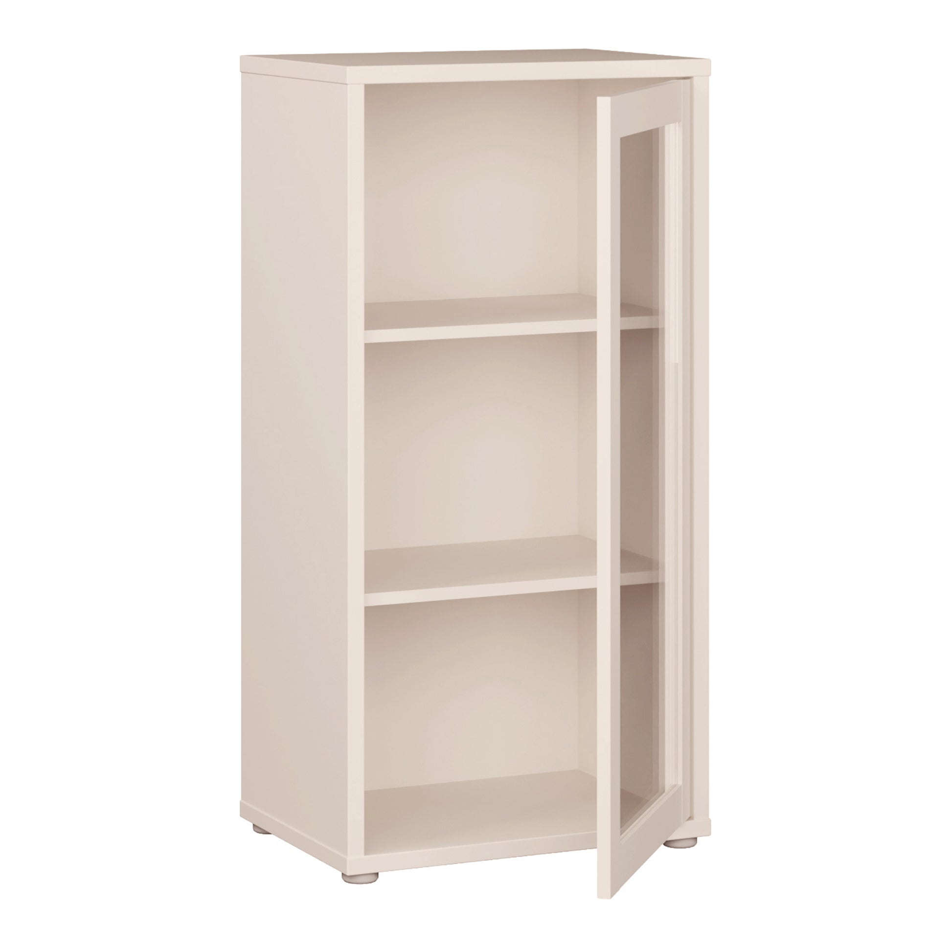 Alice Springs Low Glass Fronted Cabinet with Push-to-Open Door in Sand